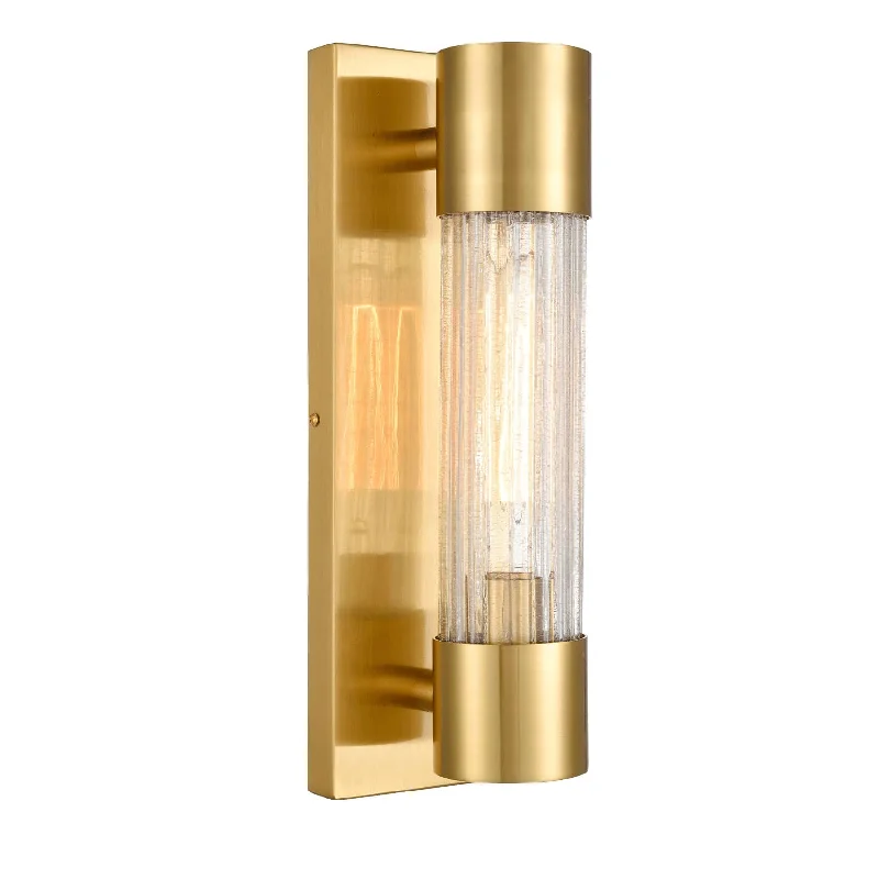 Corrosion - Resistant Industrial Lighting for Coastal FactoriesModern Brass Wall Sconce Light Bathroom Vanity Light with Crackle Glass