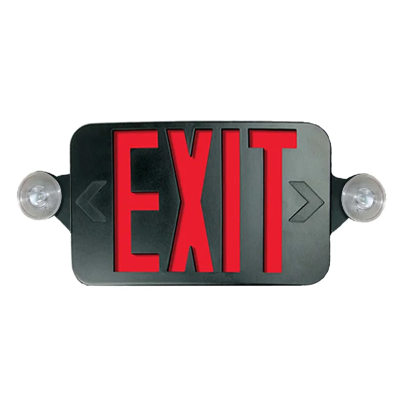 Industrial Area Lighting for Large Open SpacesLED Combo Exit Sign, 2 Single Face with Red/Green Letters, Black, Battery Included