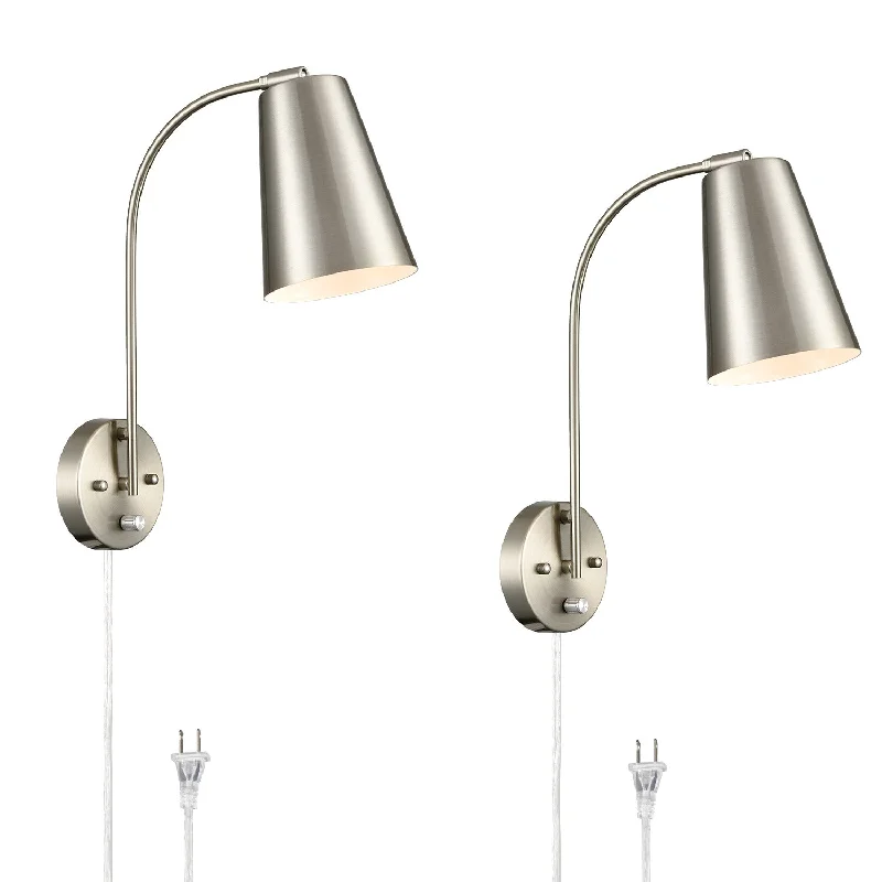 Industrial Pendant Lighting for Machine ShopsModern Plug in Wall Sconce with Cord Set of 2 Brushed Nickel Wall Light Industrial Pendant Lighting for Machine ShopsModern Plug in Wall Sconce with Cord Set of 2 Brushed Nickel Wall Light