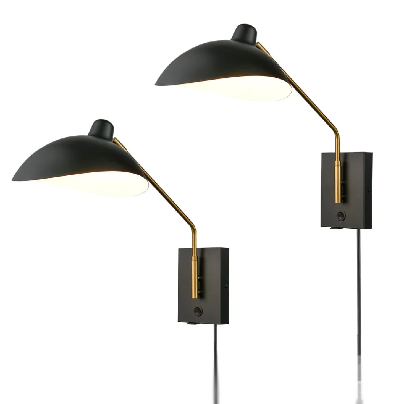 Industrial Lighting for Food Processing FactoriesSwing Arm Wall Sconces Modern Black Plug-in Wall Lamp with USB Charge Port Industrial Lighting for Food Processing FactoriesSwing Arm Wall Sconces Modern Black Plug-in Wall Lamp with USB Charge Port