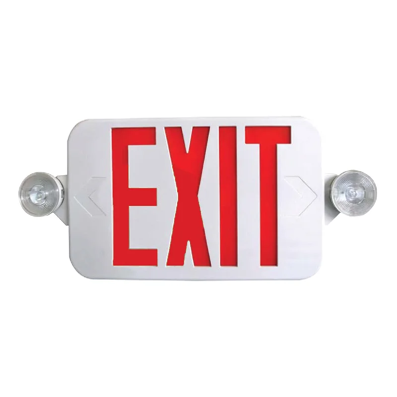 Industrial Area Lighting for Large Open SpacesLED Combo Exit Sign, 2 Single Face with Red/Green Letters, White, Battery Included
