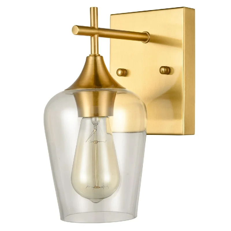 Energy - Efficient Industrial Lighting for Cost - SavingsModern Clear Glass Wall Sconces Brass Bathroom Wall Lights