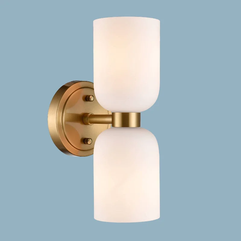 Dust - Resistant Industrial Lighting for Dirty WorkspacesModern Gold Wall Sconce with Milky Glass Shades Dimmable Dust - Resistant Industrial Lighting for Dirty WorkspacesModern Gold Wall Sconce with Milky Glass Shades Dimmable