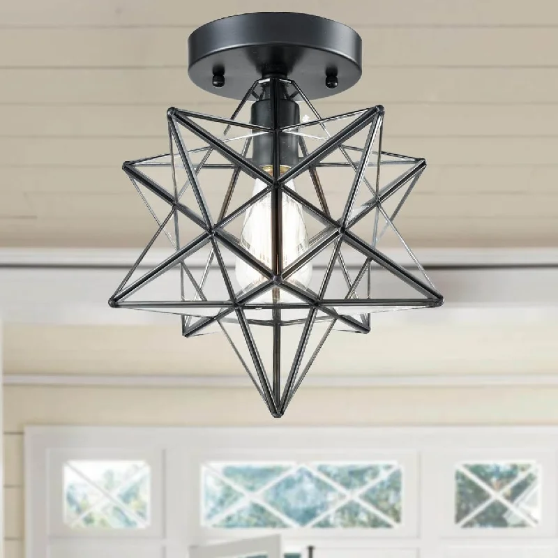 Industrial Lighting for Furniture FactoriesIndustrial Moravian Star Ceiling Light with Clear Glass 12 Inches