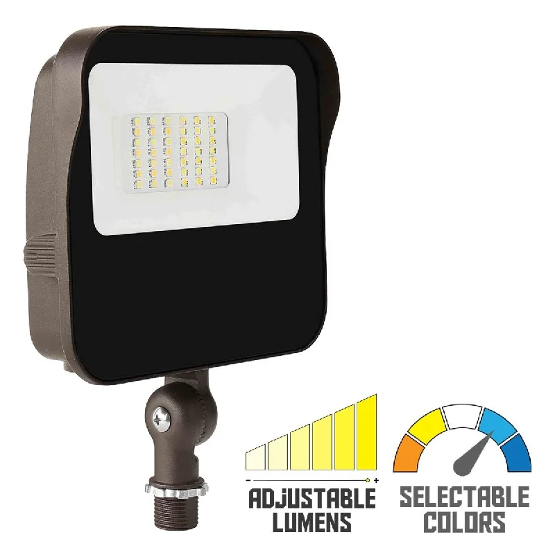 Industrial Flood Lighting for Outdoor Loading DocksLED Flood Lights, 3800 Lm, 27W, 30K|40K|50K, Photocell & Knuckle Mount, 120-277V