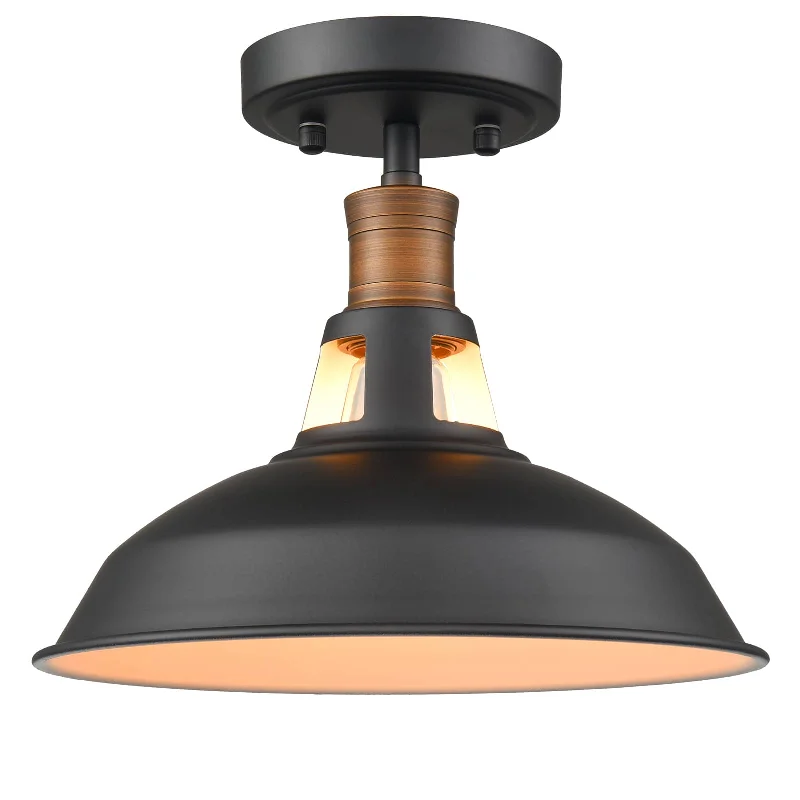 Energy - Efficient Industrial Lighting for Cost - SavingsFarmhouse Semi Flush Mount Ceiling Light Black Barn Shade Energy - Efficient Industrial Lighting for Cost - SavingsFarmhouse Semi Flush Mount Ceiling Light Black Barn Shade