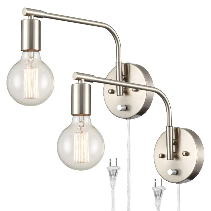 Durable Industrial Lighting for Harsh EnvironmentsModern Swing Arm Plug-in Wall Sconce Set of 2 Brushed Nickel Durable Industrial Lighting for Harsh EnvironmentsModern Swing Arm Plug-in Wall Sconce Set of 2 Brushed Nickel