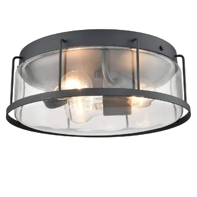 Explosion - Proof Industrial Lighting for Hazardous LocationsIndustrial 3-Light Glass Flush Mount Ceiling Light,Matte Black Finish Explosion - Proof Industrial Lighting for Hazardous LocationsIndustrial 3-Light Glass Flush Mount Ceiling Light,Matte Black Finish