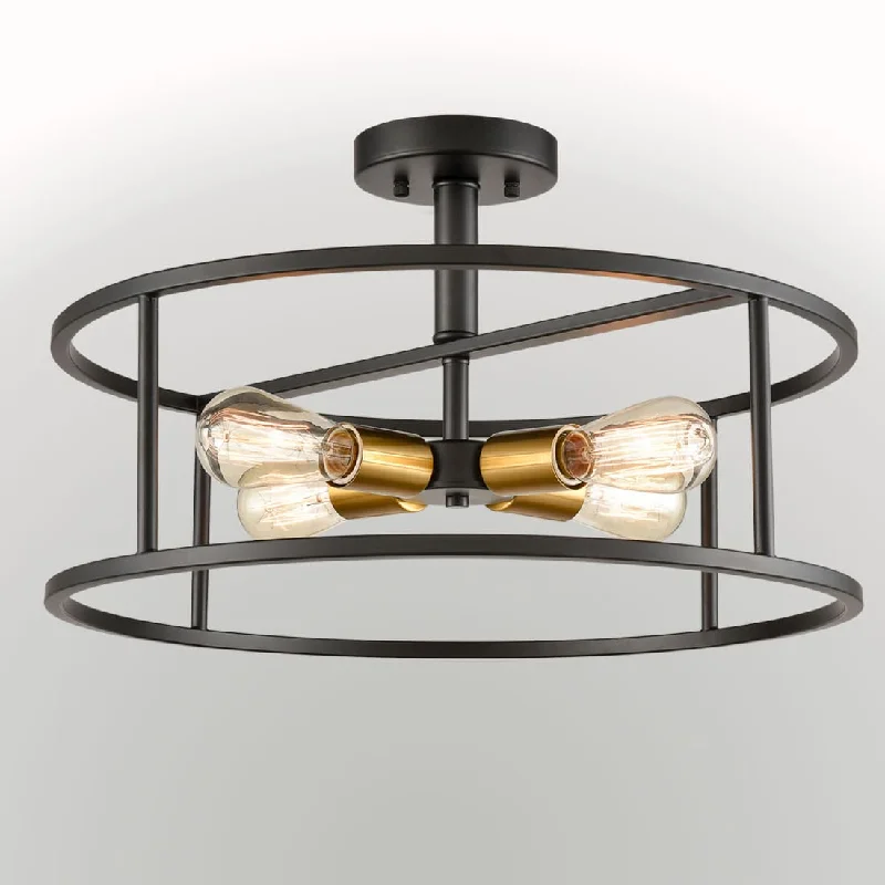 Industrial Emergency Lighting for Safety in FactoriesIndustrial Black Metal Drum Cage Semi Flush Ceiling Light Industrial Emergency Lighting for Safety in FactoriesIndustrial Black Metal Drum Cage Semi Flush Ceiling Light