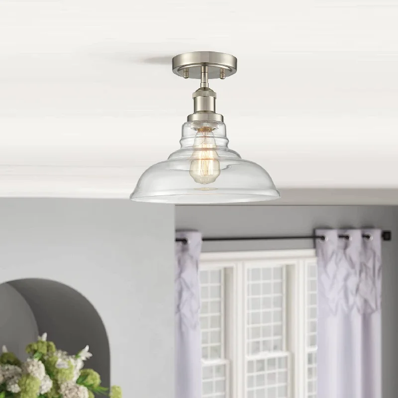 Color - Tunable Industrial Lighting for Special ApplicationsModern Ceiling Light Glass Dome Shade Brushed Nickel