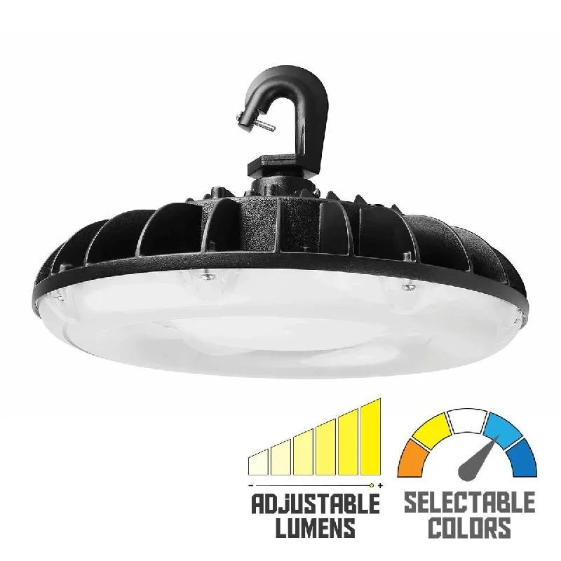 Adjustable Industrial Lighting for Flexible IlluminationHigh Bay UFO LED Light, 97 Watts, 12700 Lumens, 4000K/5000K, Black Finish, 120/277V