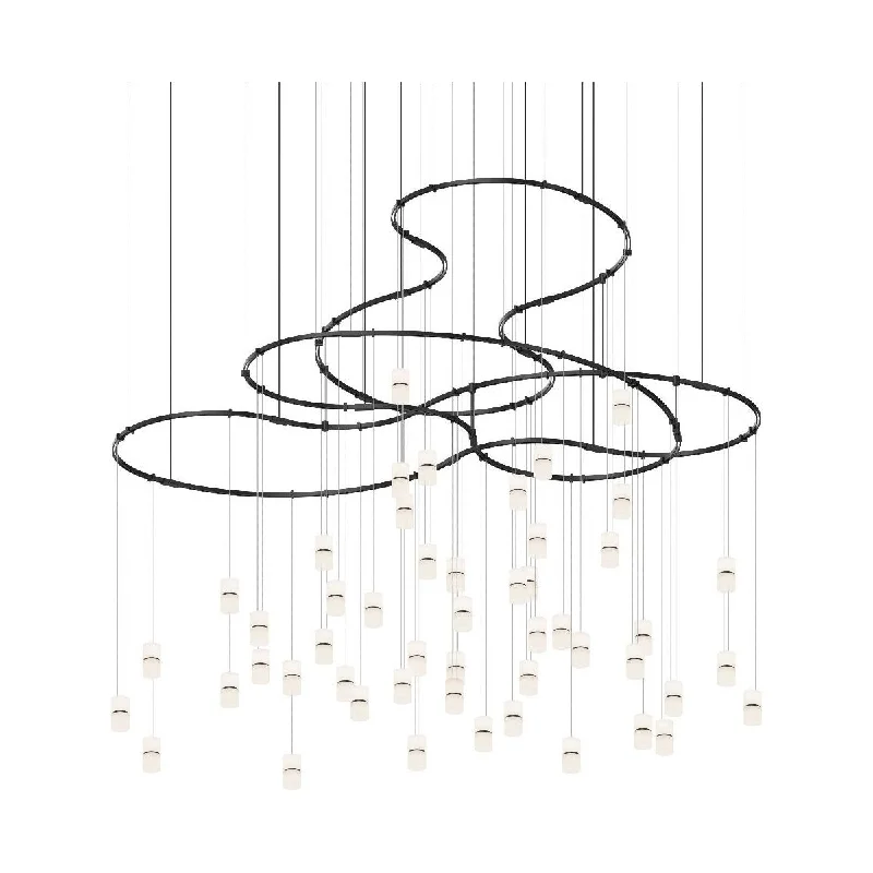 White track lighting for a clean lookSuspenders 3-Tier Path Matrix with Height Adjustable Etched Through Cylinder Luminaires White track lighting for a clean lookSuspenders 3-Tier Path Matrix with Height Adjustable Etched Through Cylinder Luminaires