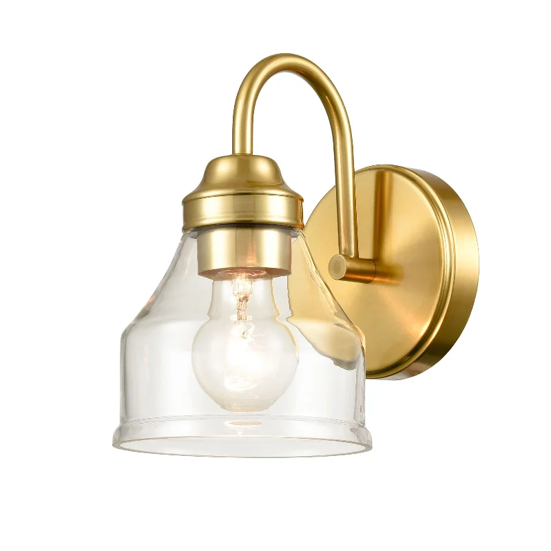 Energy - Efficient Industrial Lighting for Cost - SavingsModern Brass Wall Sconce Bathroom Light Fixture with Clear Glass Shade