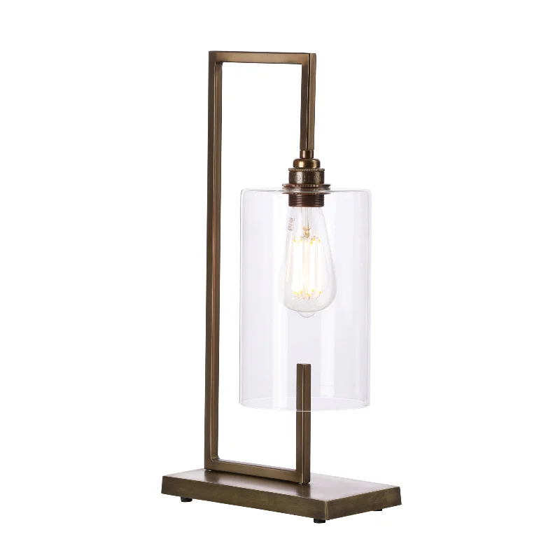 Low - voltage track lighting for safetyBushwick table lamp in antique brass/Satin Chrome with glass E27 Low - voltage track lighting for safetyBushwick table lamp in antique brass/Satin Chrome with glass E27