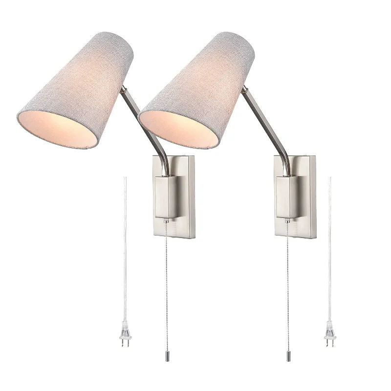Adjustable Industrial Lighting for Flexible IlluminationModern Plug-in Wall Light Brushed Nickel Swing Arm Wall Lamp Adjustable Industrial Lighting for Flexible IlluminationModern Plug-in Wall Light Brushed Nickel Swing Arm Wall Lamp