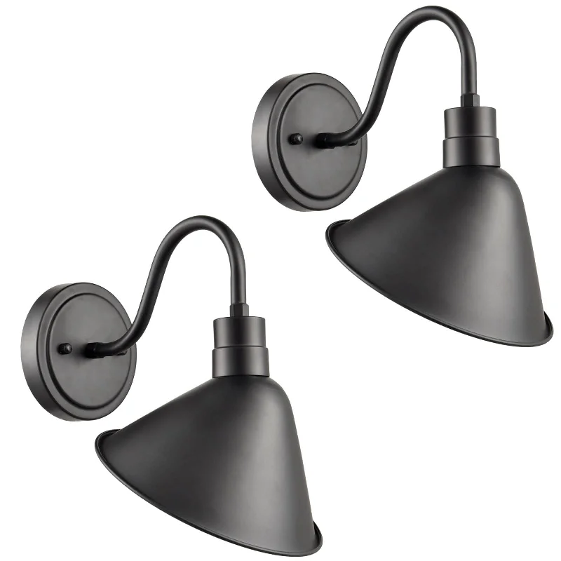 Durable Industrial Lighting for Harsh EnvironmentsIndustrial Gooseneck Wall Sconces Antique Black Barn Light Set of 2