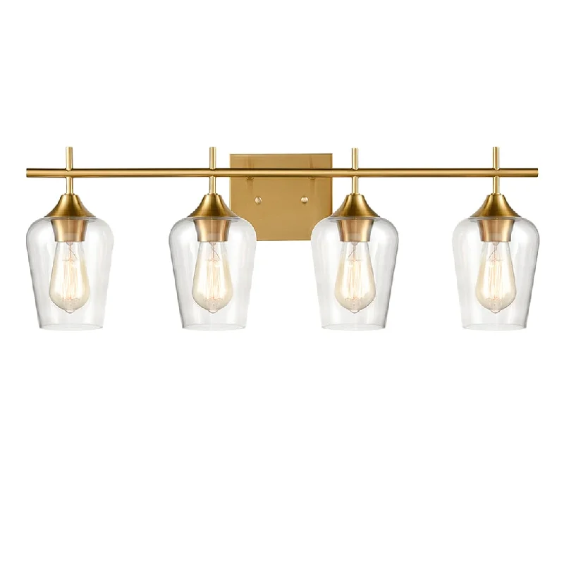 Industrial Task Lighting for Precision WorkstationsIndustrial 4-Light Bathroom Vanity Light Brass Glass Wall Sconce