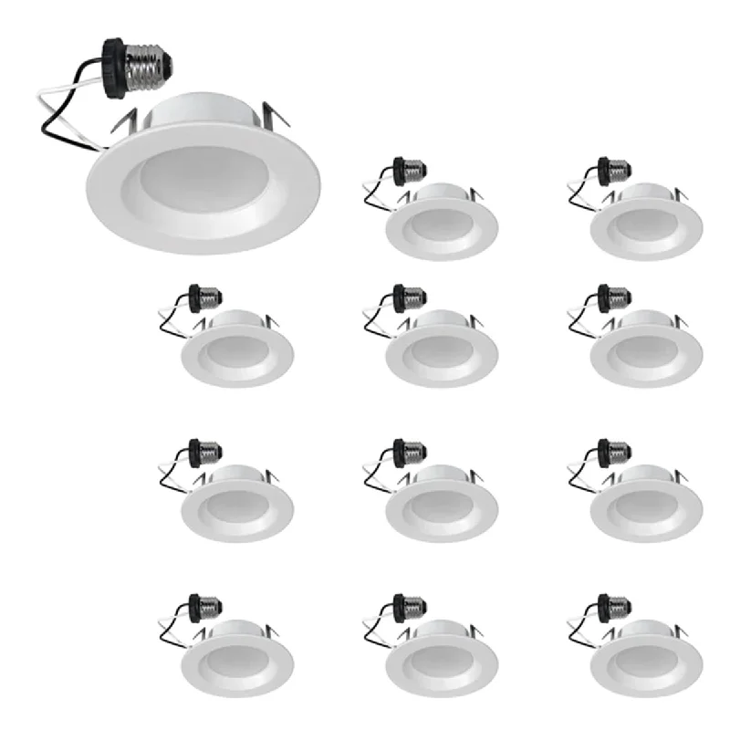 Industrial Lighting with High CRI (Color Rendering Index) for True Color PerceptionPack of 12 - 4'' LED Recessed Retrofit Light, 50W Equal, 550 Lumens, 3000K, Smooth White Trim