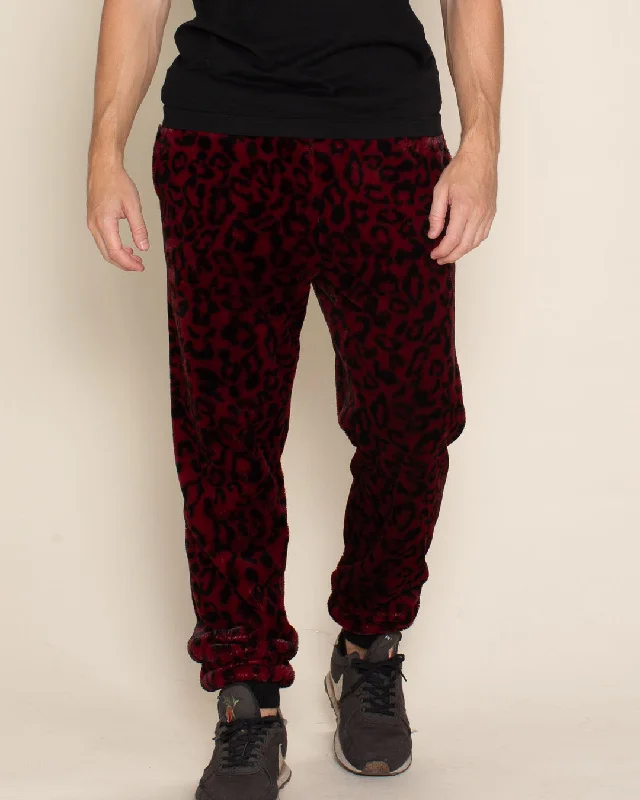 Burgundy Leopard ULTRA SOFT Faux Fur Sweatpants | Men's