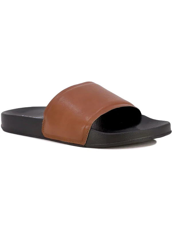 Tiago Mens Faux Leather Pool Slides