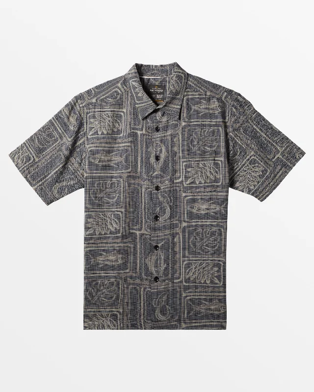 Waterman Framed Fish Short Sleeve Shirt - Black Framed Fish Woven