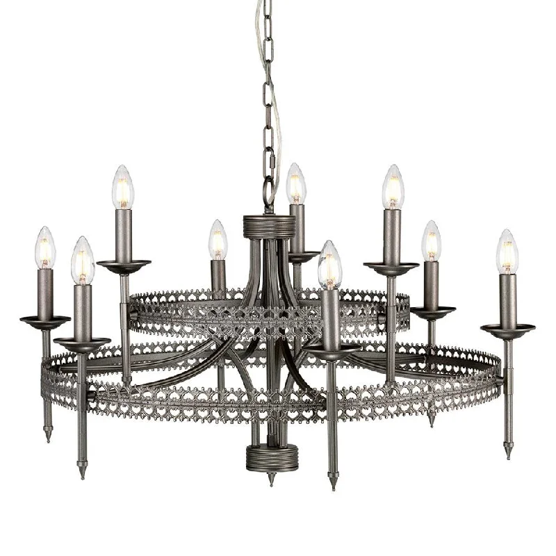 Chandeliers with Metal Frames in Silver FinishChandeliers with Metal Frames in Silver FinishCrown Chandelier 9Lt Iron Gate Chandeliers with Metal Frames in Silver FinishChandeliers with Metal Frames in Silver FinishCrown Chandelier 9Lt Iron Gate