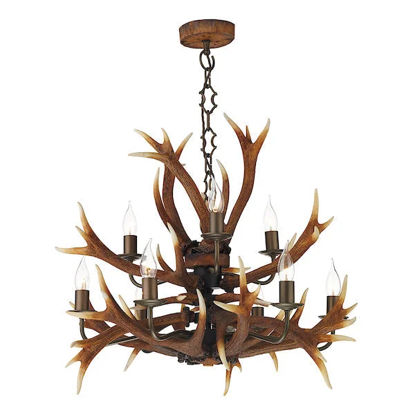 Chandeliers with Candle - Style Bulbs for a Classic AestheticChandeliers with Candle - Style Bulbs for a Classic AestheticDavid Hunt Antler 9 Light Pendant, Highland Rustic