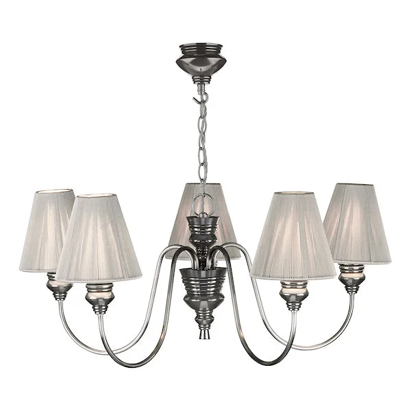 Chandeliers for Dining Rooms to Set the Mood for MealsChandeliers for Dining Rooms to Set the Mood for MealsDavid Hunt Doreen 5LT Pendant Pewter, Silver String Shades
