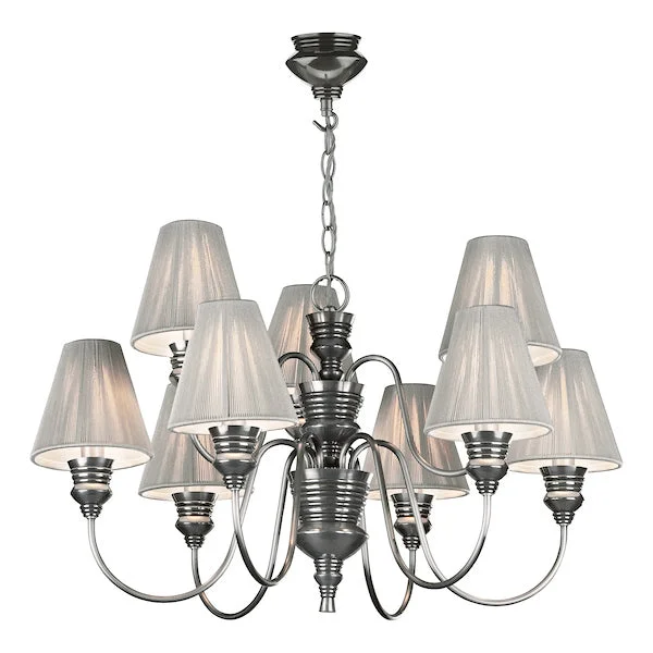Bohemian - Style Beaded Chandeliers for Eclectic DecorBohemian - Style Beaded Chandeliers for Eclectic DecorDavid Hunt Doreen 9LT Pendant Pewter with Shades