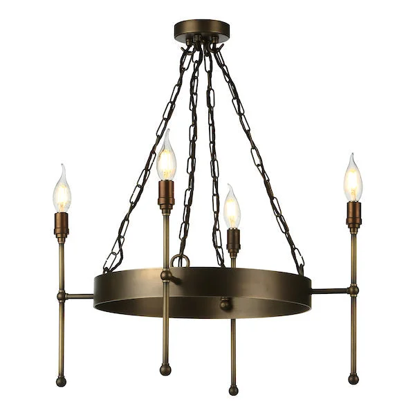 Chandeliers for Low Ceilings to Avoid OvercrowdingChandeliers for Low Ceilings to Avoid OvercrowdingDavid Hunt Durrell 4lt Solid Antique Brass Pendant