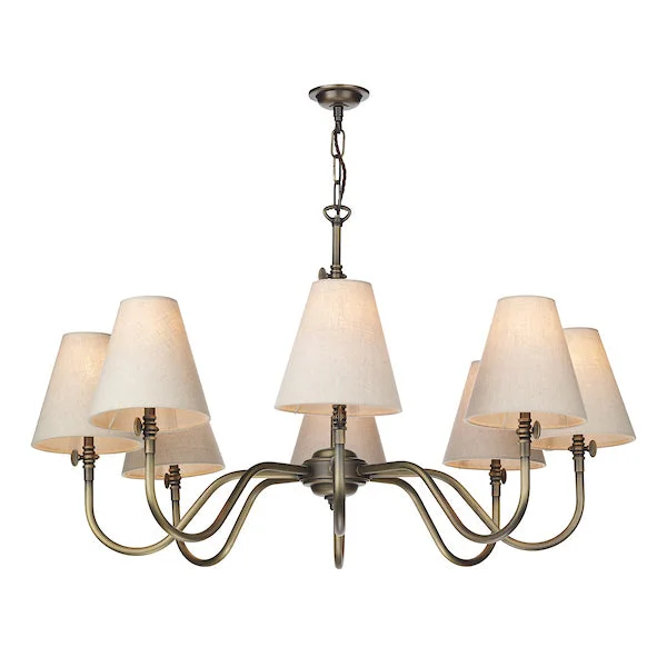 Chandeliers with Colored Glass for a Splash of ColorChandeliers with Colored Glass for a Splash of ColorDavid Hunt Hicks Antique Brass 8 Light Pendant