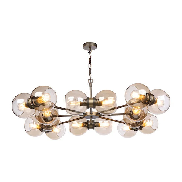 Chandeliers with Colored Glass for a Splash of ColorChandeliers with Colored Glass for a Splash of ColorDavid Hunt Juno 16 Light Chandelier Antique Brass with Amber Glass