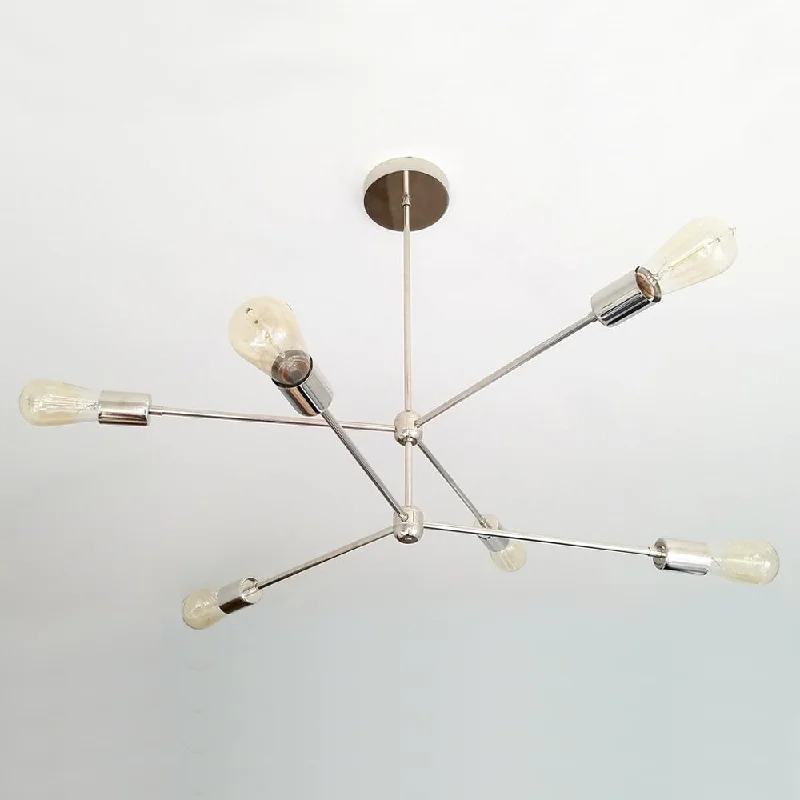 Chandeliers with Metal Frames in Silver FinishChandeliers with Metal Frames in Silver FinishDouble Layers 6 Light Modern Brass Sputnik Chandelier