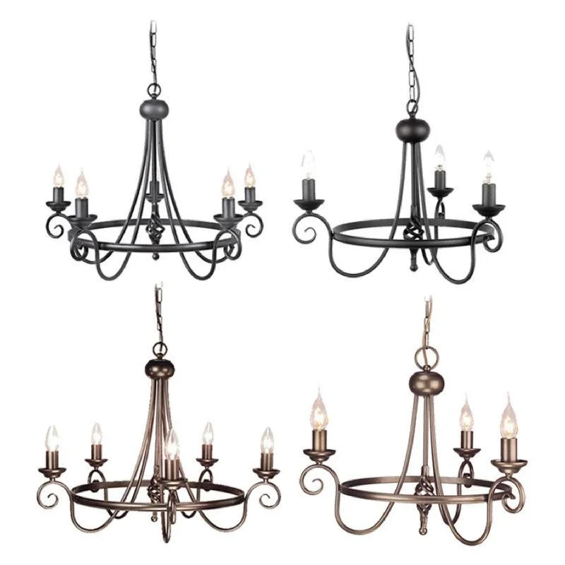 Chandeliers with Adjustable Arms for Directional LightingChandeliers with Adjustable Arms for Directional LightingHarlech 3Lt Chandelier E14 in Black and Dark Bronze Elstead Lighting - ELS.HR3A, ELS.HR5