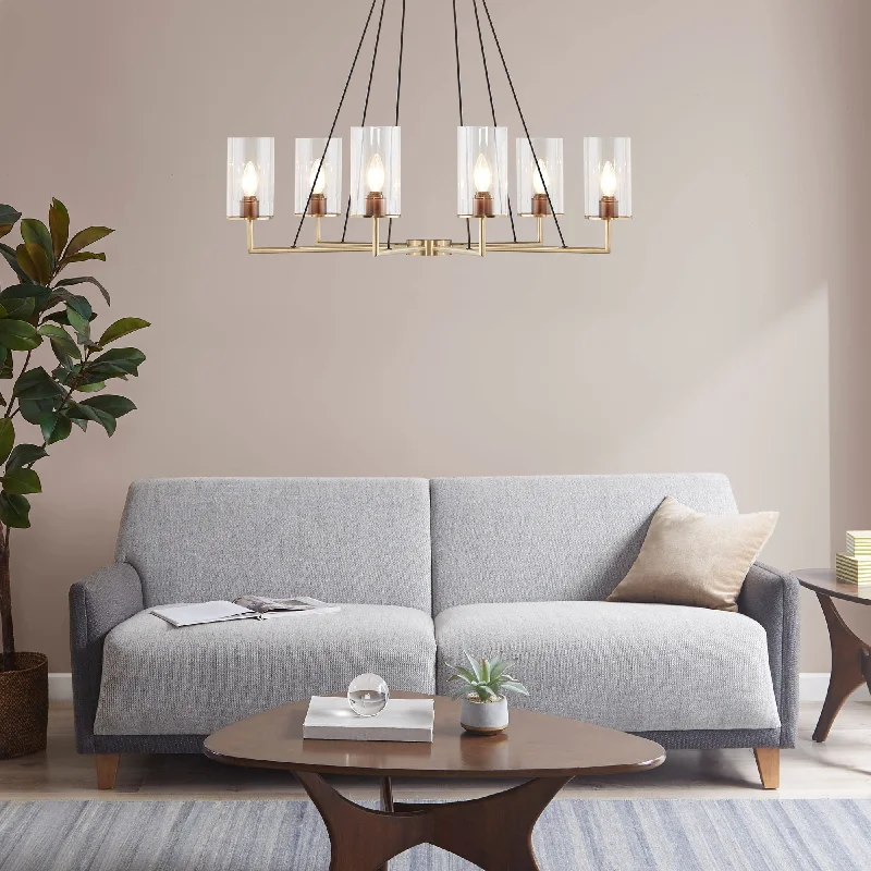 Chandeliers with Clear Crystal for a Sparkling EffectChandeliers with Clear Crystal for a Sparkling EffectINK+IVY Trenton 6-Light Chandelier with Cylinder Glass Shades