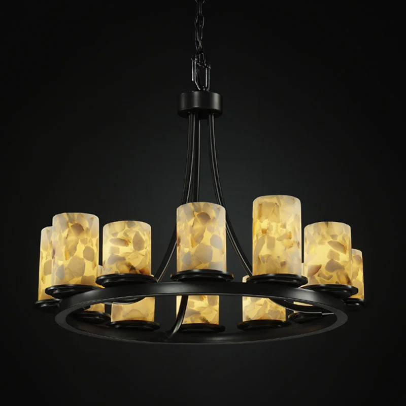 Rustic Wood Chandeliers for Country - Style HousesRustic Wood Chandeliers for Country - Style HousesJustice Designs Alabaster Rocks! ALR-8768-10-MBLK Chandelier Light - Matte Black