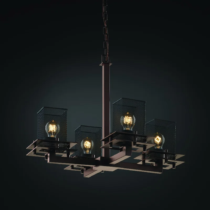 Chandeliers with Metal Frames in Bronze FinishChandeliers with Metal Frames in Bronze FinishJustice Designs Wire Mesh MSH-8100-15-DBRZ Chandelier Light - Dark Bronze