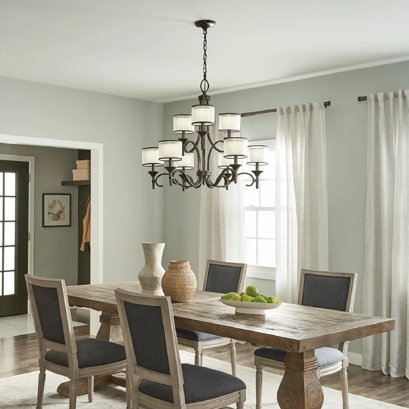 Chandeliers for High Ceilings to Fill Vertical SpaceChandeliers for High Ceilings to Fill Vertical SpaceLacey 5Lt/9Lt Chandelier E14 in Mission Bronze or Antique Pewter