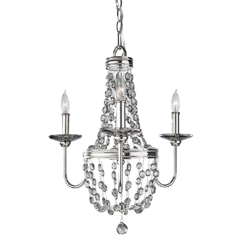 Chandeliers with Metal Frames in Silver FinishChandeliers with Metal Frames in Silver FinishMalia Chandelier 3Lt Polished Nickel Chandeliers with Metal Frames in Silver FinishChandeliers with Metal Frames in Silver FinishMalia Chandelier 3Lt Polished Nickel