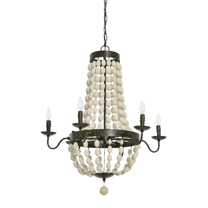 Rustic Wood Chandeliers for Country - Style HousesRustic Wood Chandeliers for Country - Style HousesMetal Chandelier with Wood Beads & 6 Lights
