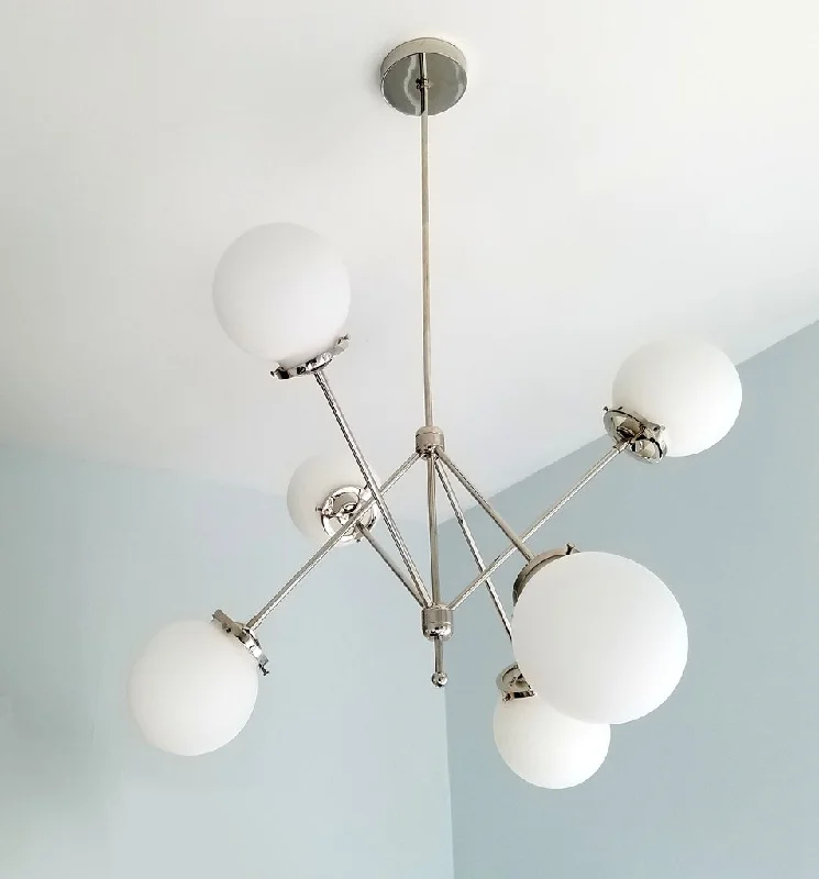 Chandeliers with Metal Frames in Gold FinishChandeliers with Metal Frames in Gold FinishModern 6 Globes Brass Chandelier Fixture