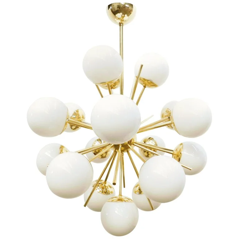 Modern Crystal Chandeliers for Contemporary HomesModern Crystal Chandeliers for Contemporary HomesModern Brass 18 Light Nova Sputnik White Globe Chandelier