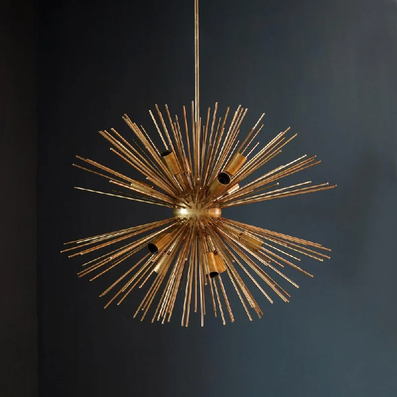Chandeliers with Colored Glass for a Splash of ColorChandeliers with Colored Glass for a Splash of ColorModern Brass Sputnik Urchin Chandelier Light Fixture