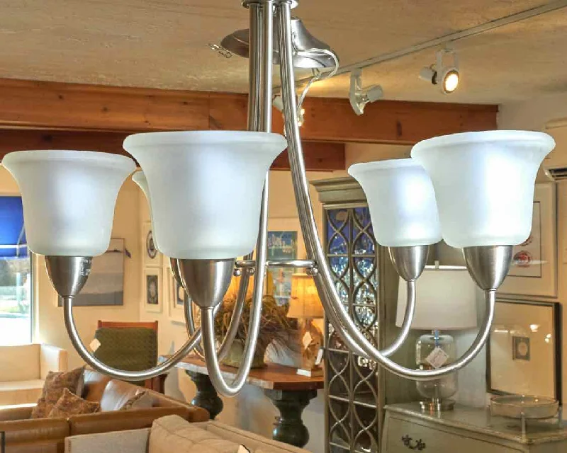 LED Chandeliers for Energy - Efficient LightingLED Chandeliers for Energy - Efficient LightingSatin Nickel Finish 5 Light Chandelier with Frosted Globes