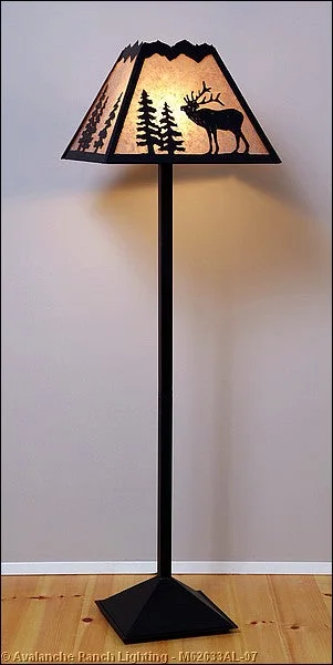 Modern Minimalist Floor Lamp for Contemporary Living RoomsModern Minimalist Floor Lamp for Contemporary Living RoomsAvalanche Ranch Lighting M62633AL-97 Rocky Mountain-Mountain Elk Black Iron One Light Floor Lamp Lamp Black