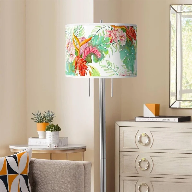 Way Switch Floor Lamp for Multiple Light Intensity Levels Way Switch Floor Lamp for Multiple Light Intensity LevelsModern Floor Lamp 63" Tall Brushed Nickel Island Floral Shade - 18" x 63" Way Switch Floor Lamp for Multiple Light Intensity Levels Way Switch Floor Lamp for Multiple Light Intensity LevelsModern Floor Lamp 63" Tall Brushed Nickel Island Floral Shade - 18" x 63"