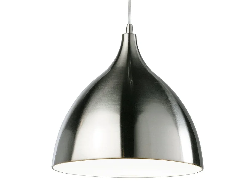 Glass Ceiling Lights with Frosted, Colored, or Etched GlassGlass Ceiling Lights with Frosted, Colored, or Etched GlassCafe Pendant - Low Energy Brushed Steel with White Inside