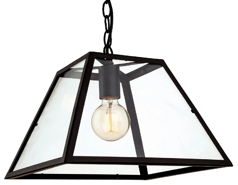 Industrial Style Ceiling Lights with Exposed Bulbs and Metal CagesIndustrial Style Ceiling Lights with Exposed Bulbs and Metal CagesKew 1 Light Pendant Black with Clear Glass