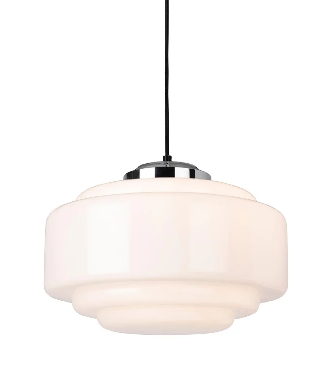 Contemporary Ceiling Lights with Unique, Abstract ShapesContemporary Ceiling Lights with Unique, Abstract ShapesArt Deco Pendant Chrome with Opal White Glass