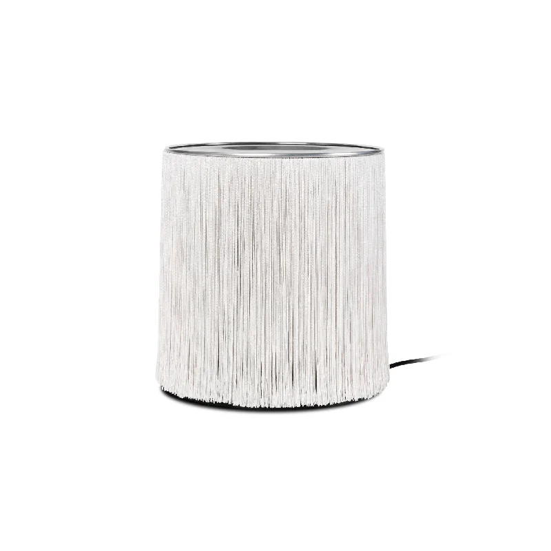 industrial style table lamps with exposed bulbs for loft apartmentsindustrial style table lamps with exposed bulbs for loft apartmentsModel 597 10119112 Table Lamp - Polished Aluminum/Cream Fringe